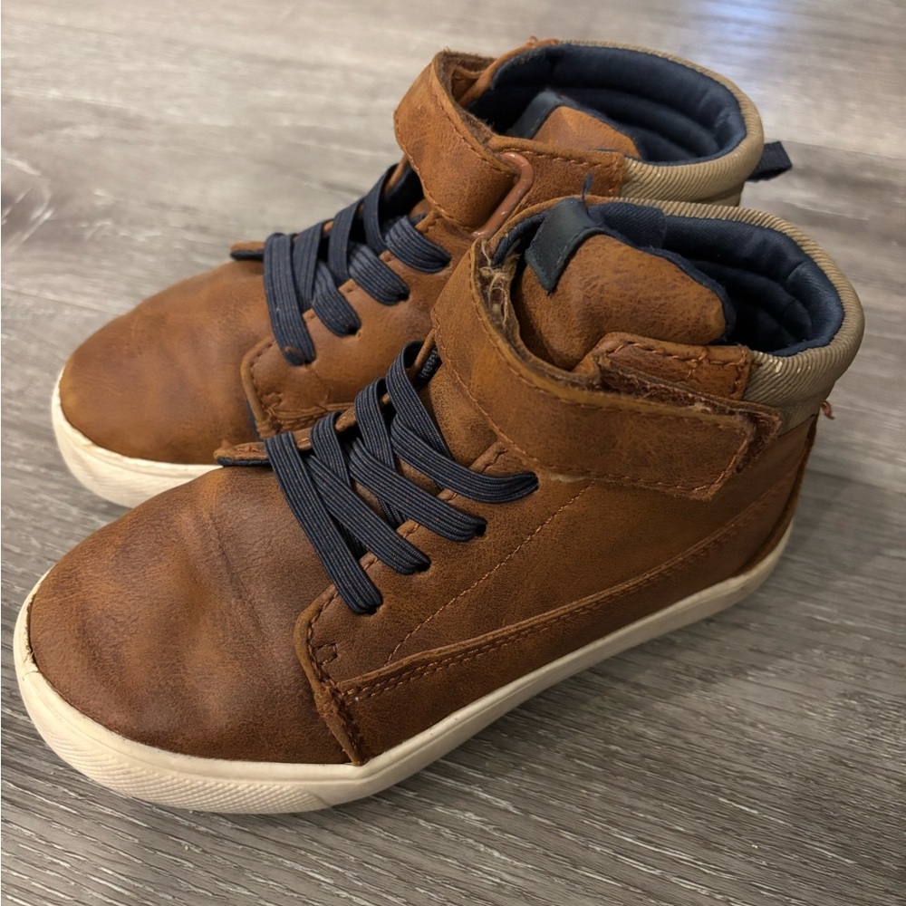Wonder Nation Brown High-Top Kids Shoes. Great for church & family pictures